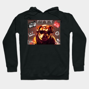 DJ BULLDOG VIBING TO MUSIC WITH MUSIC ELEMENTS AND GRID. Hoodie